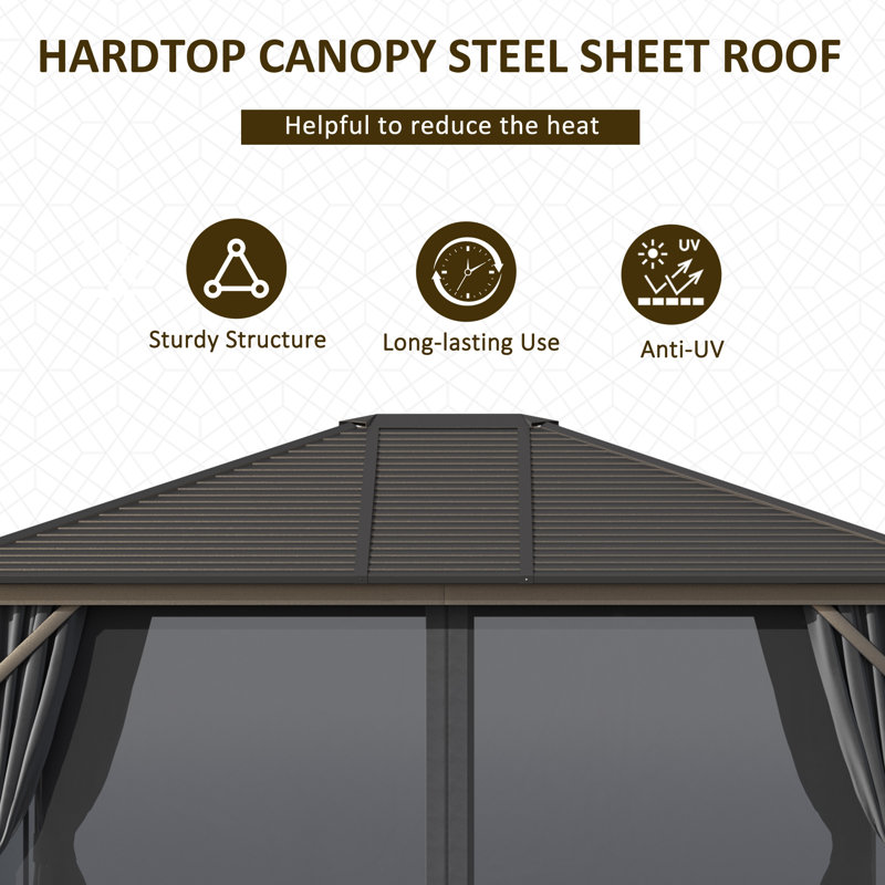Dark Gray 10' x 12' Aluminum Frame Hardtop Gazebo