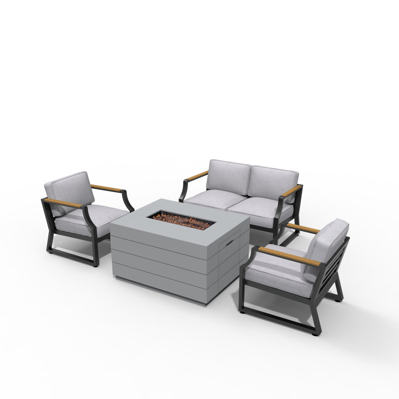 Anniek 4 - Person Patio Conversation Set with Cushions, Black