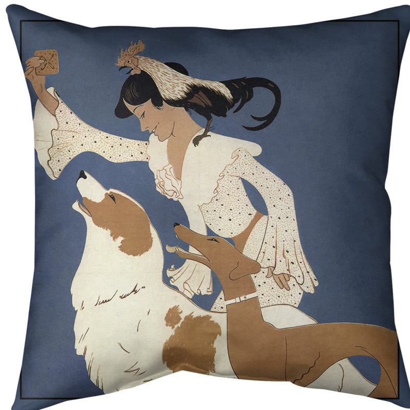 Coussin décoratif pour affiche dog biscuits, 14 po x 14 po, Bleu, Sergé de coton
