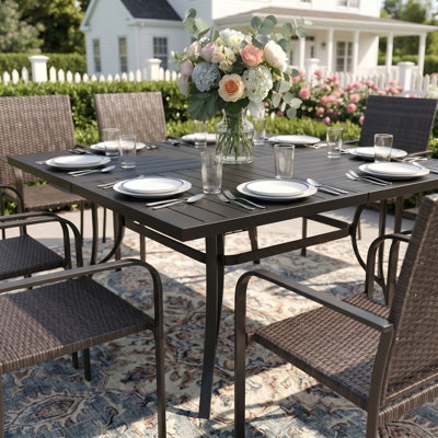8-Person Square Patio Dining Set With Wicker Rattan Chairs