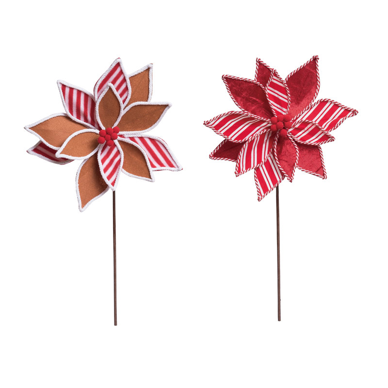 Ensemble de 2 décorations de Noël Dimensional Poinsettia Pick