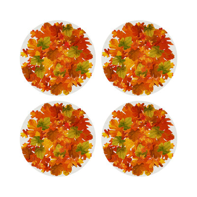 Fallen Leaves Vegan Leather Round Pebble Placemat