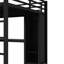 Grand lit mezzanine en métal noir avec bureau fonctionnel et garde-robe, bureau, rangement-2101646896