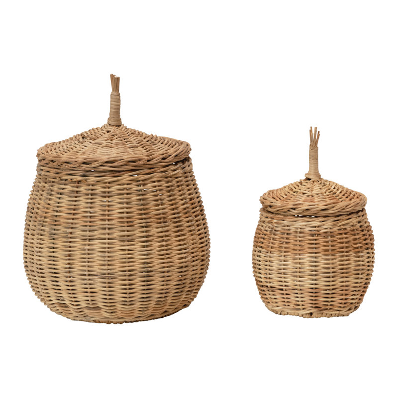 Rangement en osier tissé à la main avec couvercles