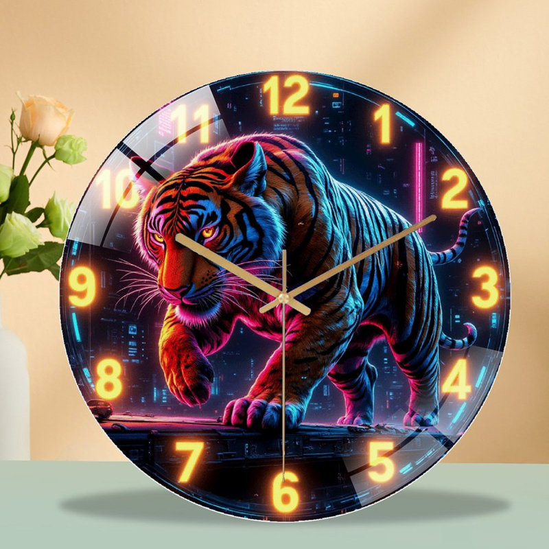 Horloge murale néon tigre 12 po