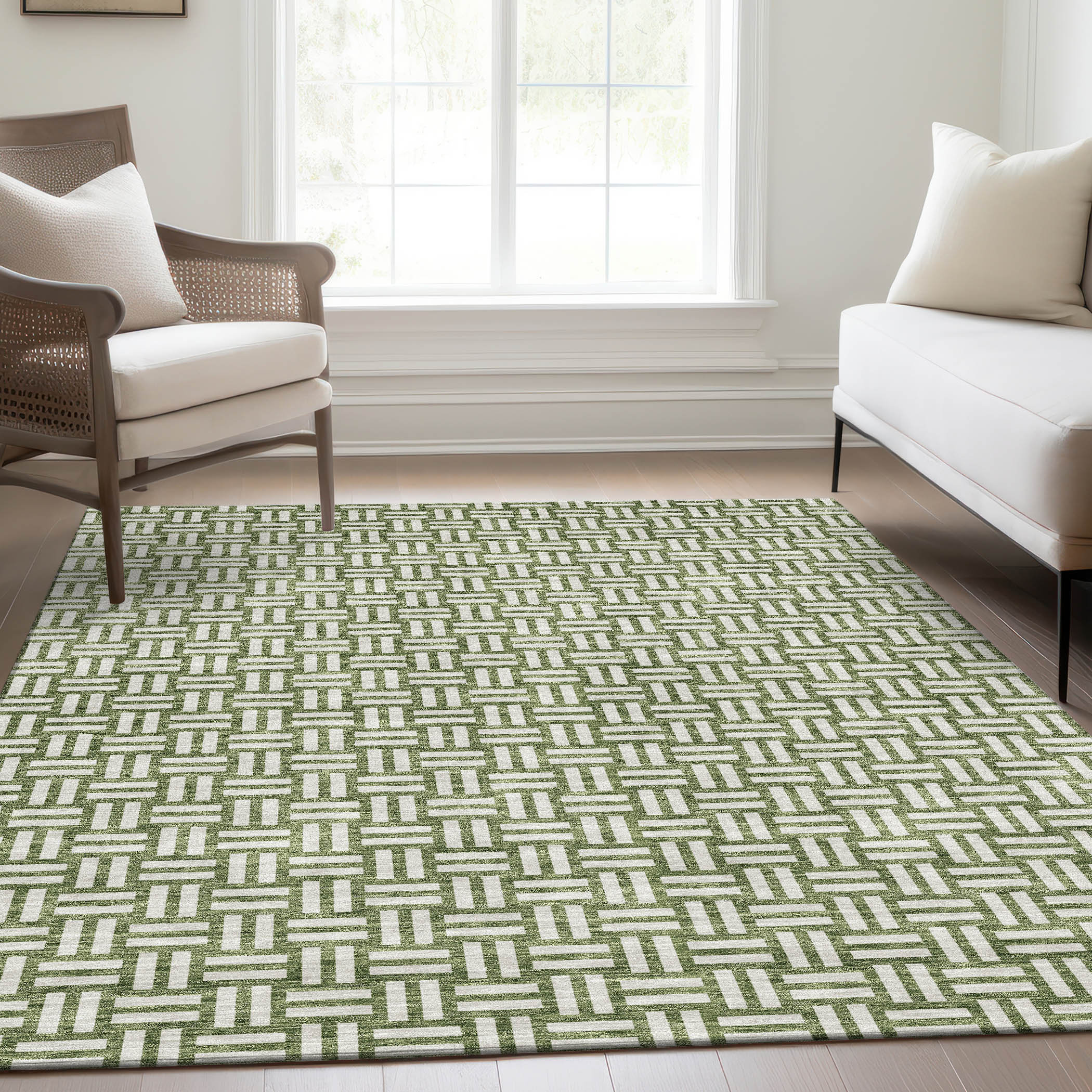 Green Roses Rug Bungalow Rose Premium Machine Washable Prisco Green Rug - Wayfair Canada