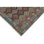 Tapis gris / rouge en laine tissé à la main à motif géométrique rectangulaire 5 pi 10 po x 8 pi Kemarui