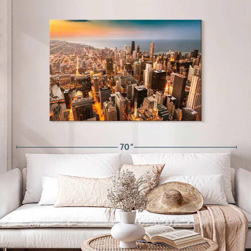 Sireci Downtown Chicago Sunset, 32" H x 48" W