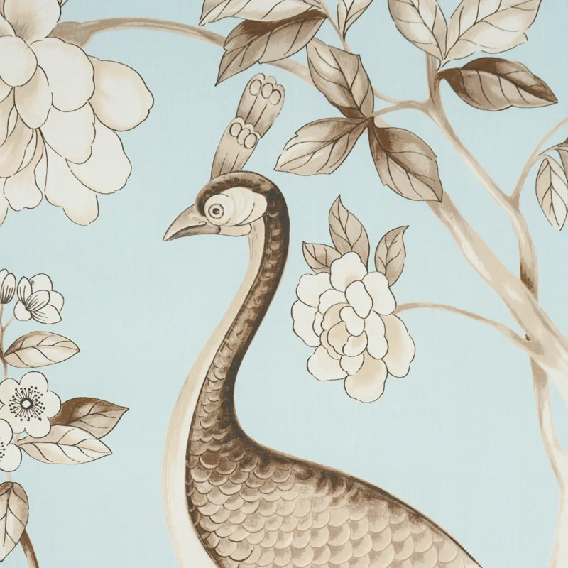 Oiseaux Et Fleurs Fabric, Mineral