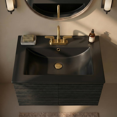 24" 3-Hole Centerset Vanity Sink Top in Matte Black