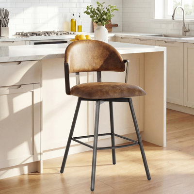 Tabouret de comptoir pivotant rembourré avec structure en métal