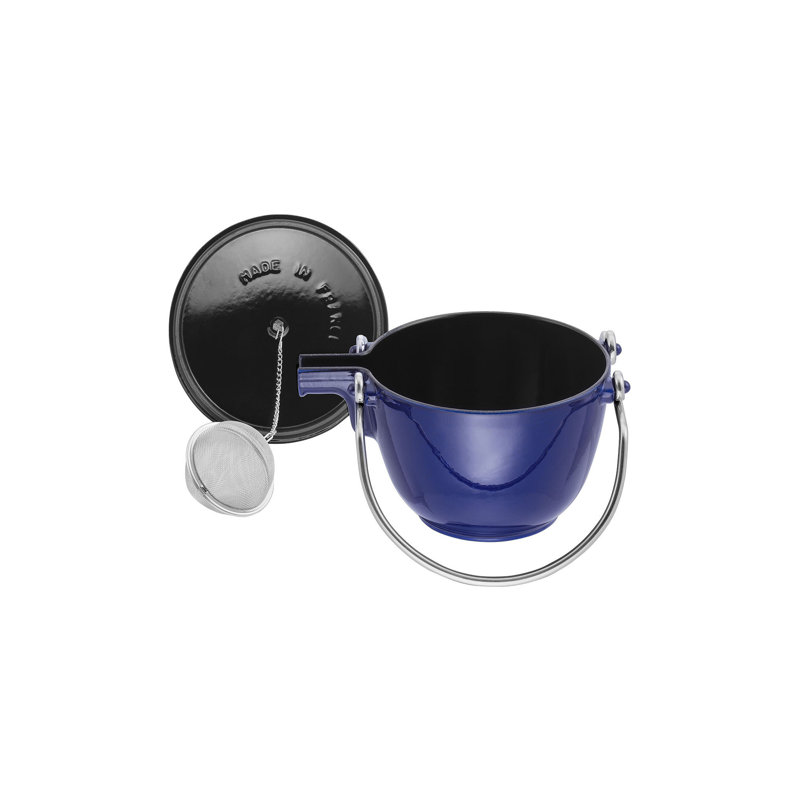 Staub Cast Iron 1-Quart Round Tea Kettle, Dark Blue