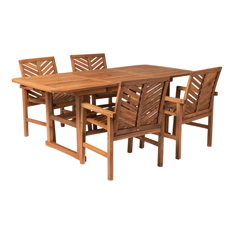 Alfonsi Acacia Wood Patio Dining Table Set, Brown