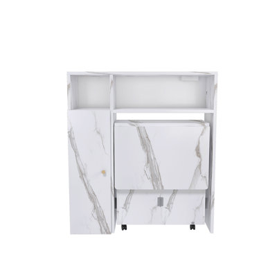 Multifunctional Extendable Folding Dining Table With Wheels, Movable Drop Leaf Dining Table With Wall-Mounted Sideboard & Storage, Space Saving Rectangle Collapsible Table For Small Apartments, Kitchen, Living Room