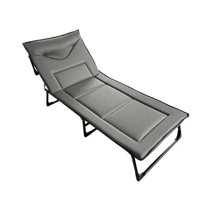 Adjustable Reclining Folding Camping Cot with Built-In Padded Mattress, Portable Indoor & Outdoor Guest Sleeping Bed