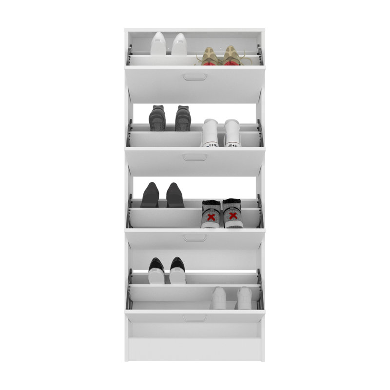 Range-chaussures vertical blanc avec portes