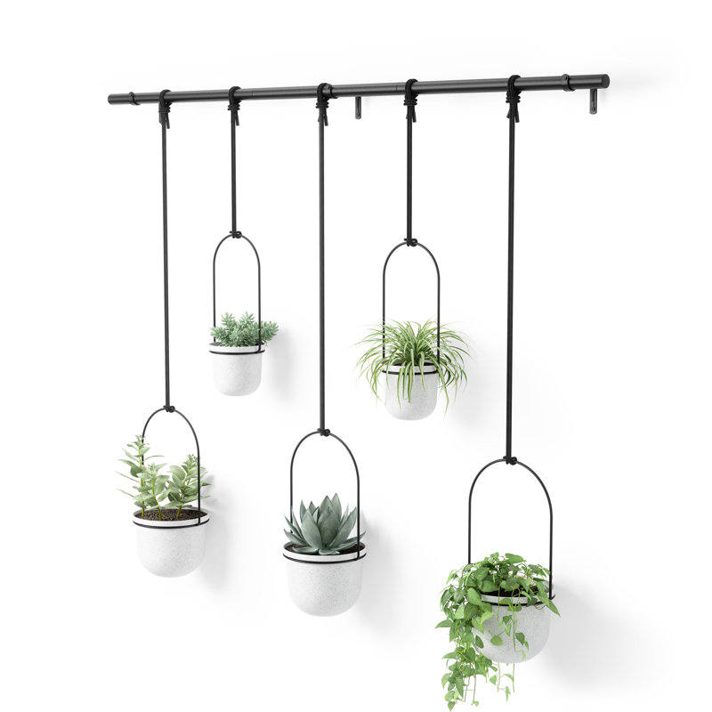 Asadbek Metal Wall Vase, White / Black