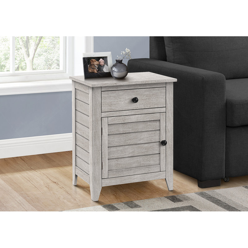 Table d'appoint, table de chevet, tiroir de rangement, bout, table d'appoint, chambre à coucher, rangement, placage gris