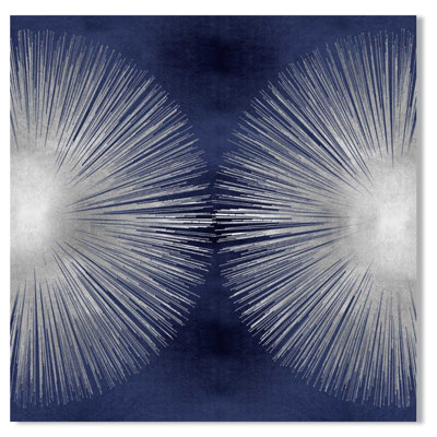«Silver Sunburst On Blue II», reproduction d'art sur toile tendue