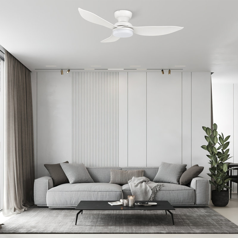 45"  3 Blade LED Smart Flush Mount Ceiling Fan with Remote Control and Light Kit Included