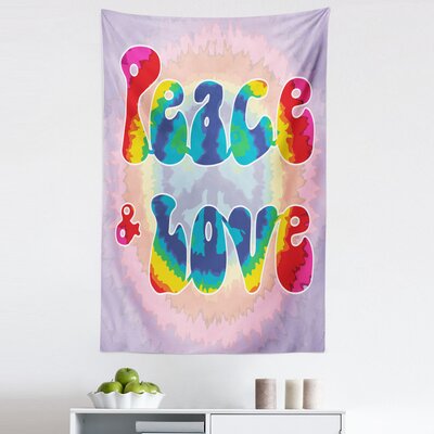 Groovy Tapestry Queen Size, Peace And Love Text In Tie Dye Effect Pattern Energetic Youthful Fun 60S 70S Hippie, Wall Hanging Bedspread Bed Cover Wall -  East Urban Home, 28AC91AE2F474A9E91D21107A3252A02