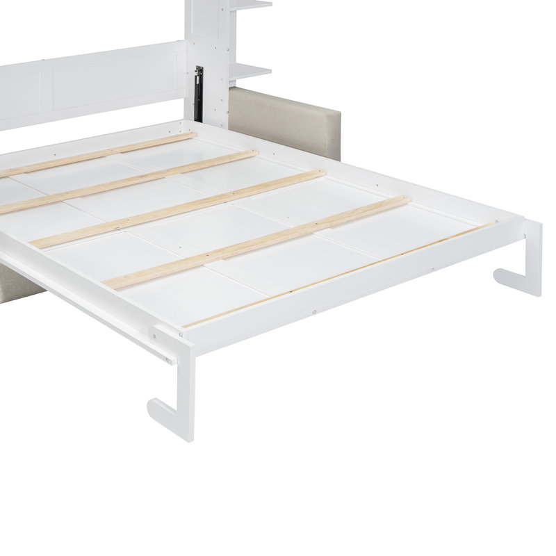 Queen Size Murphy Bed Wall Bed With Sofa,White