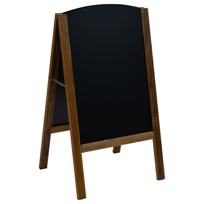 Rustic Brown Pine Wood A-Frame Chalkboard Sign with Chalk and Eraser