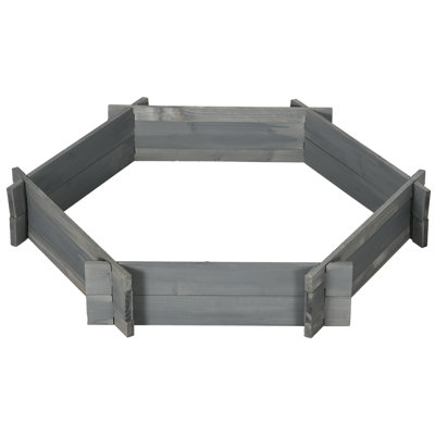 39" X 36" Screwless Raised Garden Bed, Hexagon Planter Box For Outdoor Plants, Vegetables, Flowers, Herbs, Gray