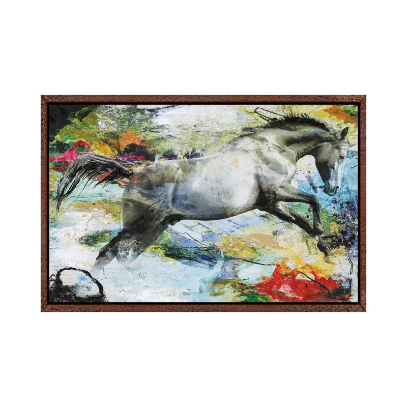 Horse - Print on Canvas, 45.72cm H x 66.04cm W x 3.81cm D, Classic Brown Wood Framed