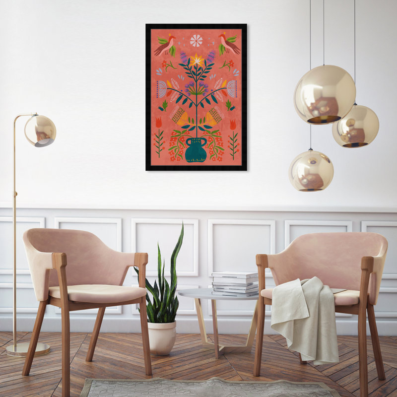 Bohemian Botanical Illustration by  - Picture Frame Print, Noir, H 32 po x l 22 po