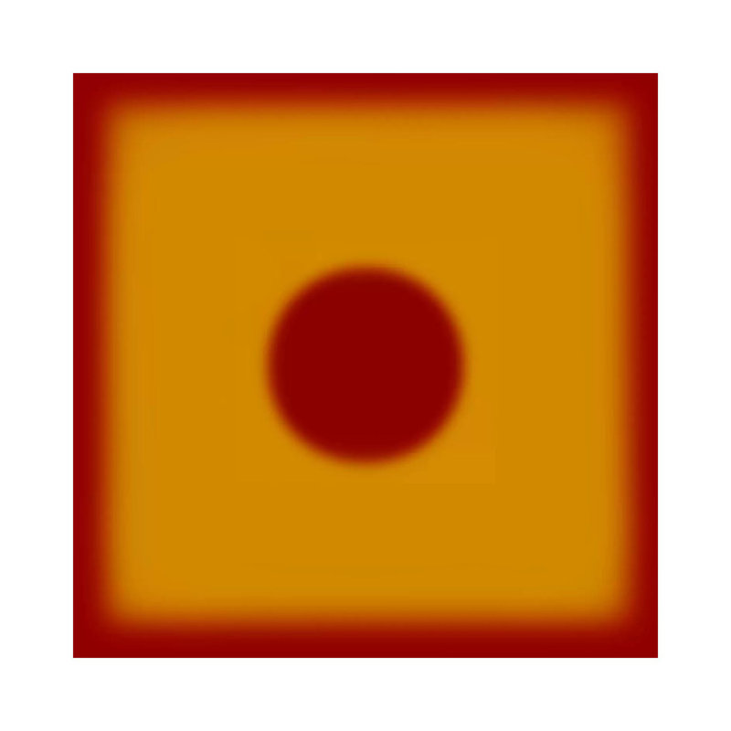 Modern Art- Red Hot Sun by 5by5collective - Wrapped Canvas Square Print, 93.98 cm H x 93.98 cm W
