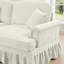 Canapé modulaire classique en U à 4 places avec accoudoirs évasés, jupes plissées à volants et pieds fuselés, canapé en nuage à assise profonde en chenille avec repose-pieds mobiles, beige -353551135