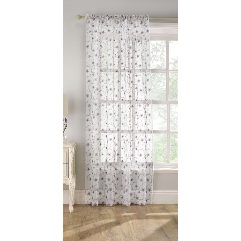 Bonilla Sheer Curtain Single Panel, W 140 x D 229cm, Cream