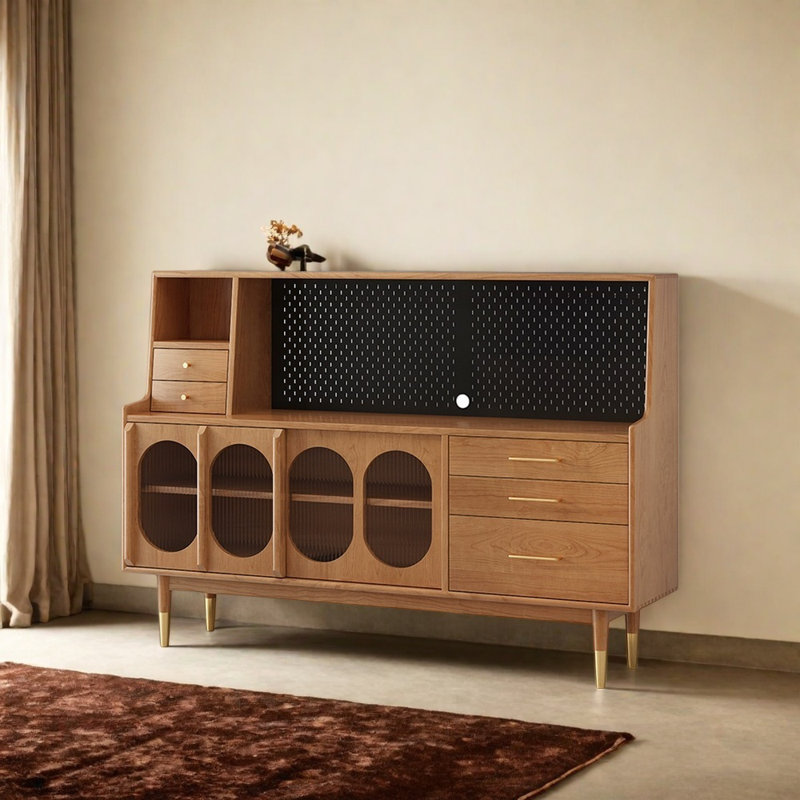 Simple Kitchen Cabinet Sideboard, Brown, 49.21" H x 59.06" W x 17.72" D