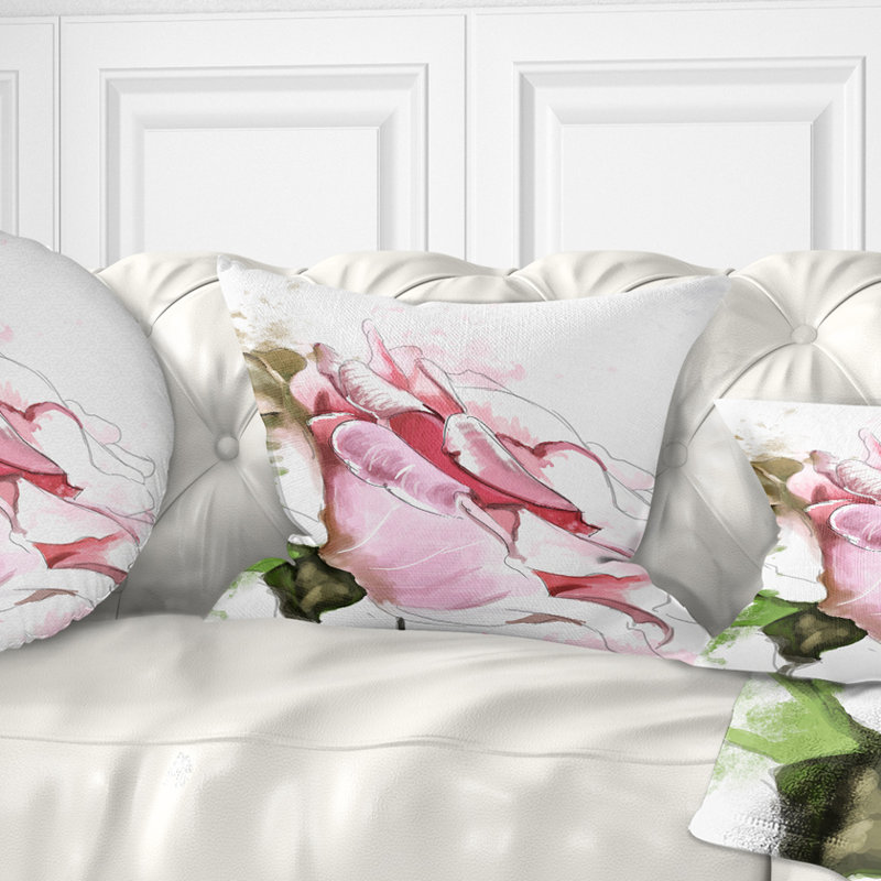 Coussin Rose, 18 po x 18 po, Carré
