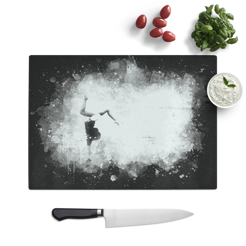 Tempered Glass Gymnastics on the Beach Chopping Board, 20 cm x 28.5 cm