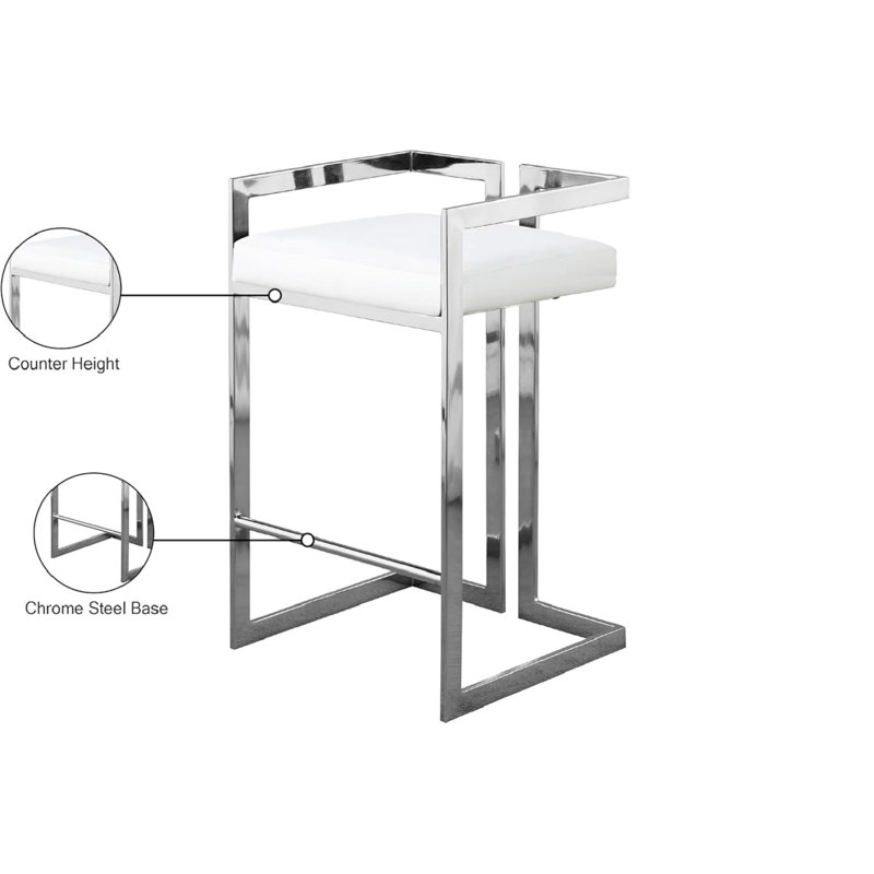Tabouret de comptoir en cuir Gezina, Blanc