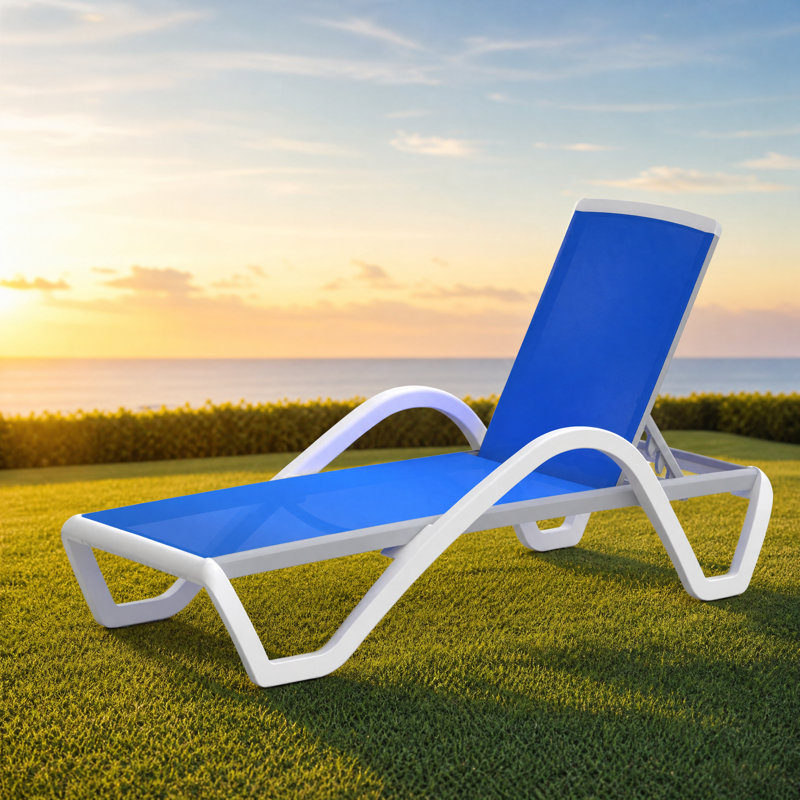 Adjustable All-Weather Outdoor Chaise Lounge with Ergonomic Armrests, Sturdy Rust-Resistant Frame, Breathable Quick-Dry Fabric, Portable Reclining Seat for Patio, Poolside, Lawn, In-Pool Sunbathing and Relaxation