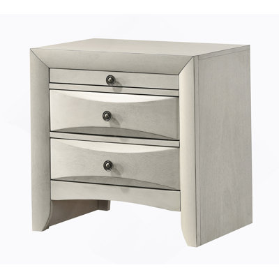 Table de chevet une pièce de conception contemporaine avec façades de tiroirs incurvées pour un grand rangement et un espace de chambre bien rangé