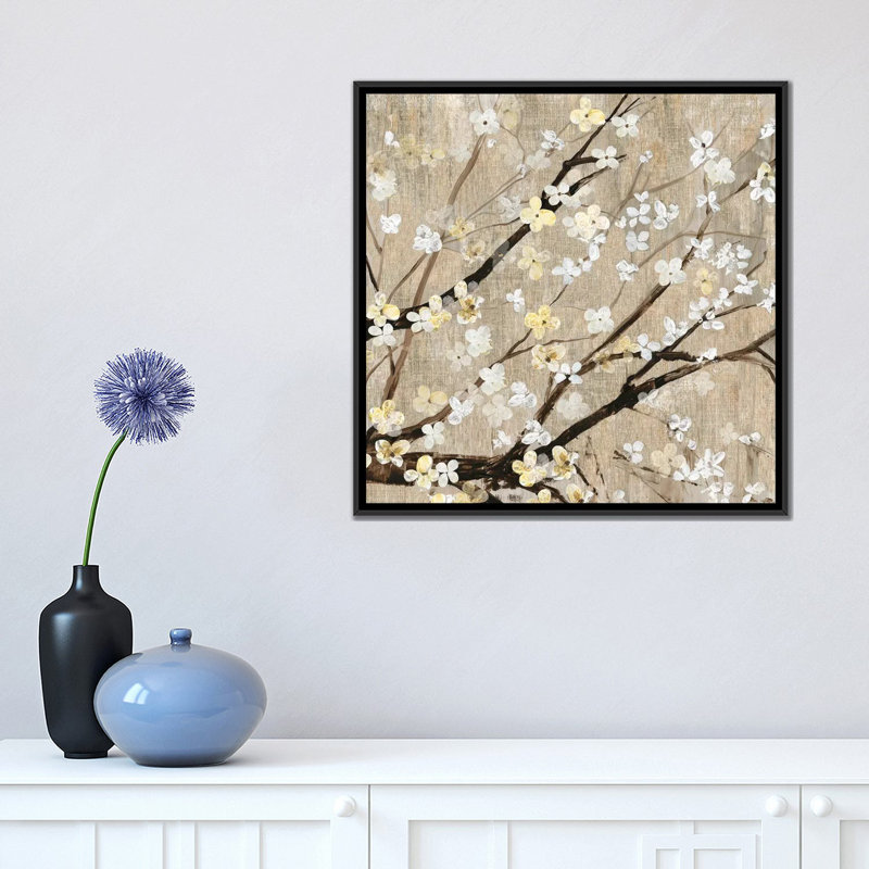 «Pearls in Bloom II» par Asia Jensen, reproduction sur toile, H 18 po x l 18 po x P 1,5 po, Toile avec cadre noir