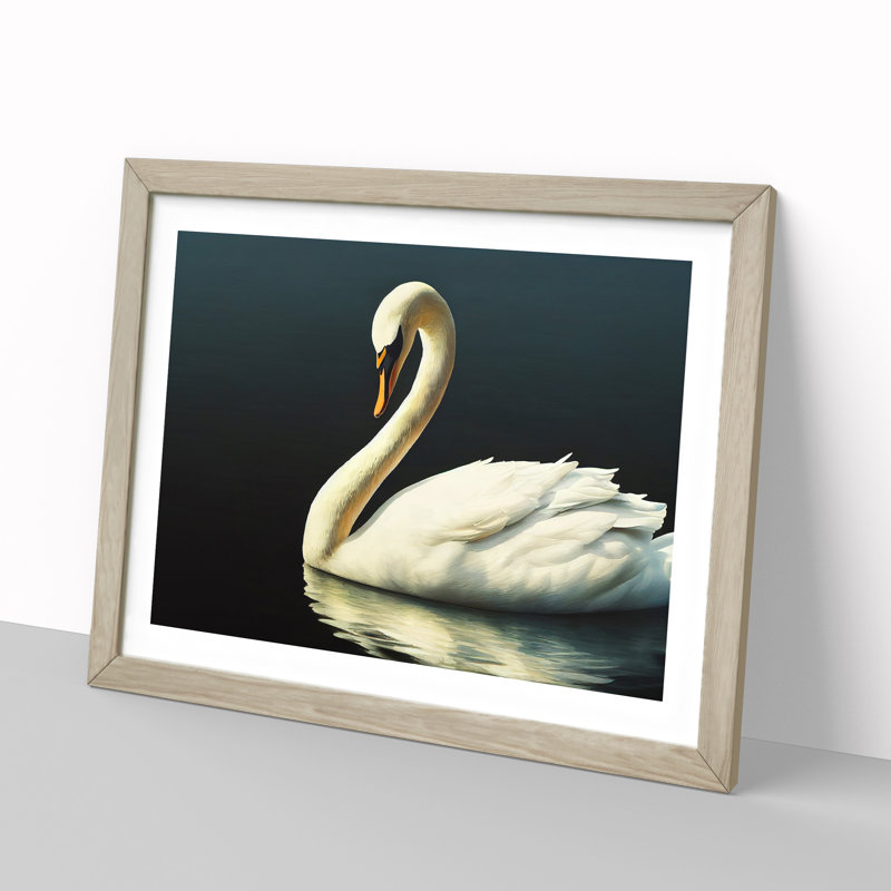 XH1022-9399X Unbelievable Swan 1 Piece Single Picture Frame Wall Art, 25cm H x 34cm W x 2cm D, Oak