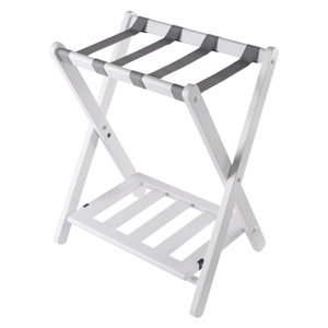 Raya Wood Folding Luggage Rack with Storage