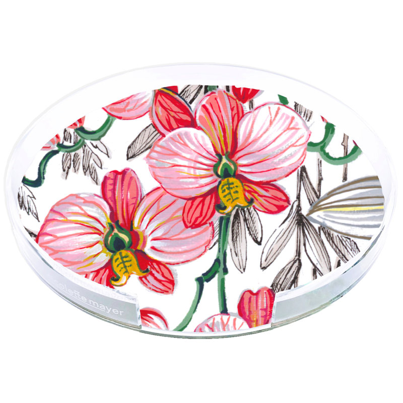 Orchid Vanda Acrylic Round Placemat Tray, Maji
