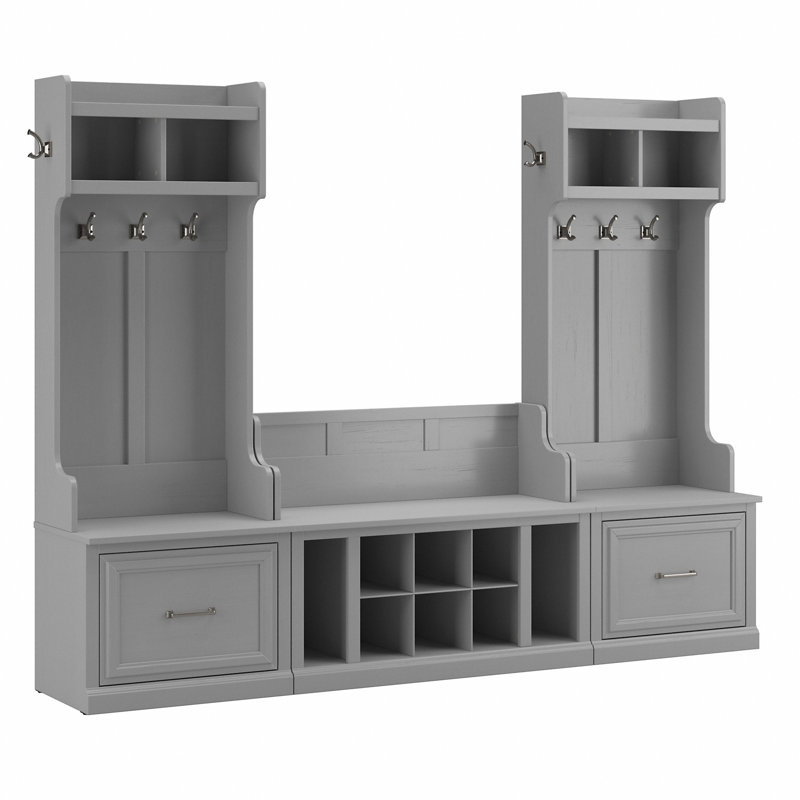 Arulappu Hall Tree with 40W Bench and Shoe Storage, Cape Cod Gray