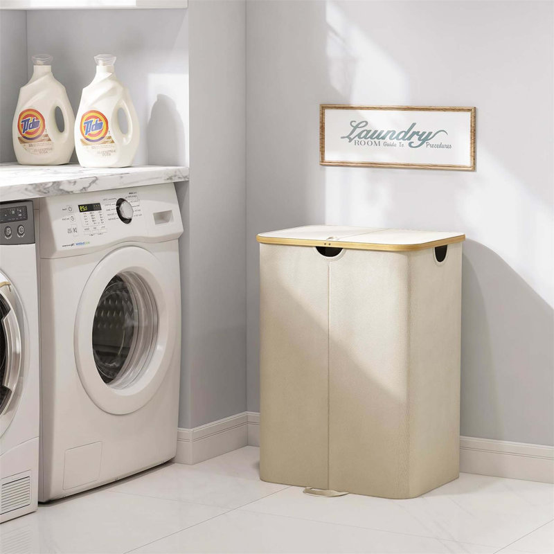 Bhargava Laundry Hamper with Handles, Cream, 69 x 53 x 40