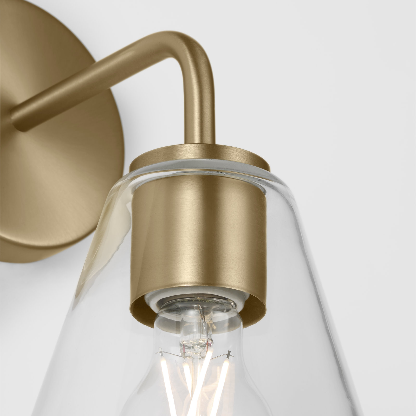 Senda One Light Vanity, 1, Clear, Satin Brass