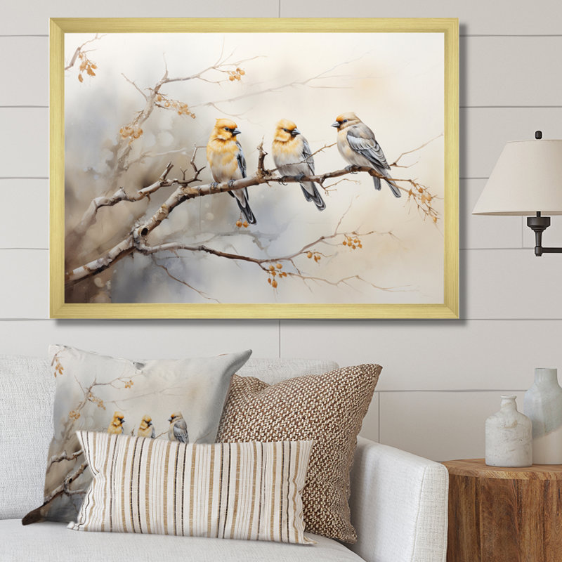 Bird Silent Watcher VI - Bird Wall Art, Gold Single Picture Framed, 12" H x 20" W x 1" D
