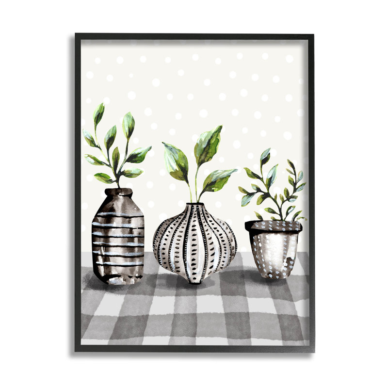 «Pots Herbs» par Kate Eldridge, Giclée encadrée noir minuit, H 14 po x l 11 po x P 1,5 po