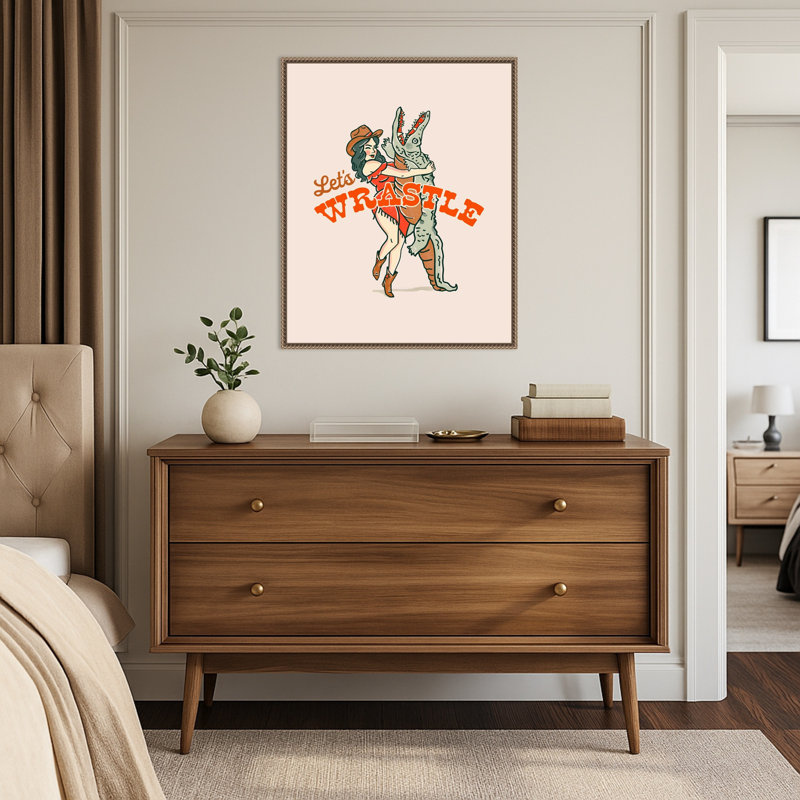 «Lets Wrastle» par The Whiskey Ginger, reproduction d'art sur toile encadrée