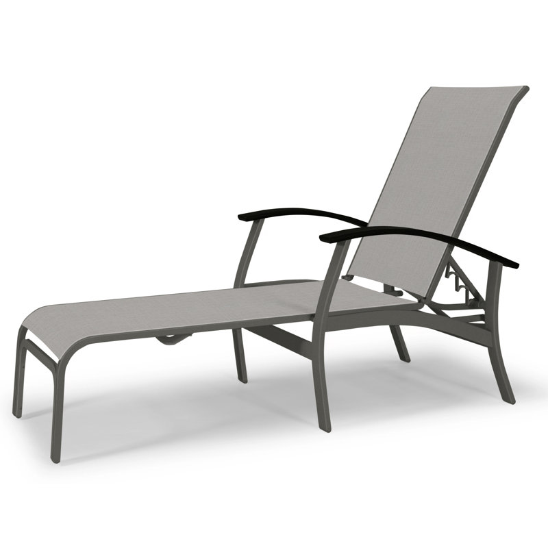 Askar Outdoor Rust-Resistant Metal Chaise Lounge, Black P70, Alloy Sunbrella®, Textured Graphite